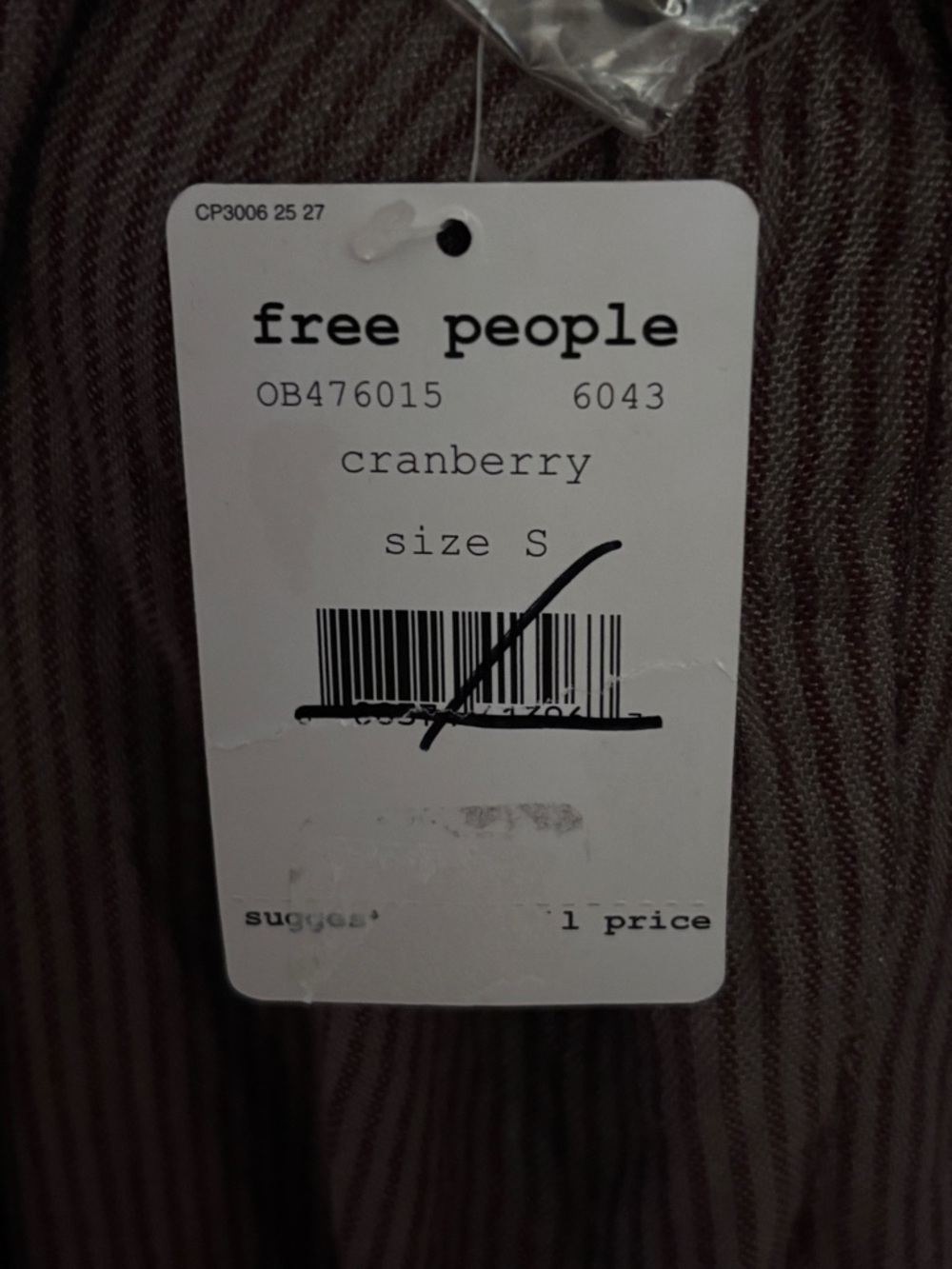 Free People On The Road Striped Tunic in Cranberry Size Small NWT - Picture 10 of 12